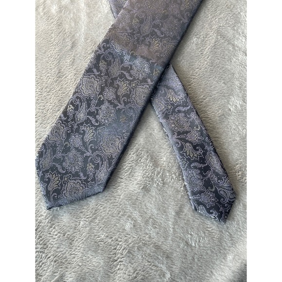 Canali 1934 Silk Necktie Blue Gray Paisley Pattern Formal Business - Picture 6 of 9